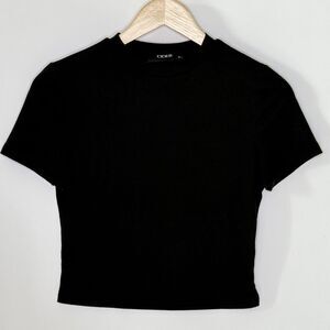 CIDER Crop Short Sleeve T-Shirt Women's Size M Black Summer Classic Essential